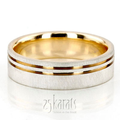 Modern Parallel Cut Two-Tone Wedding Ring  - view 2