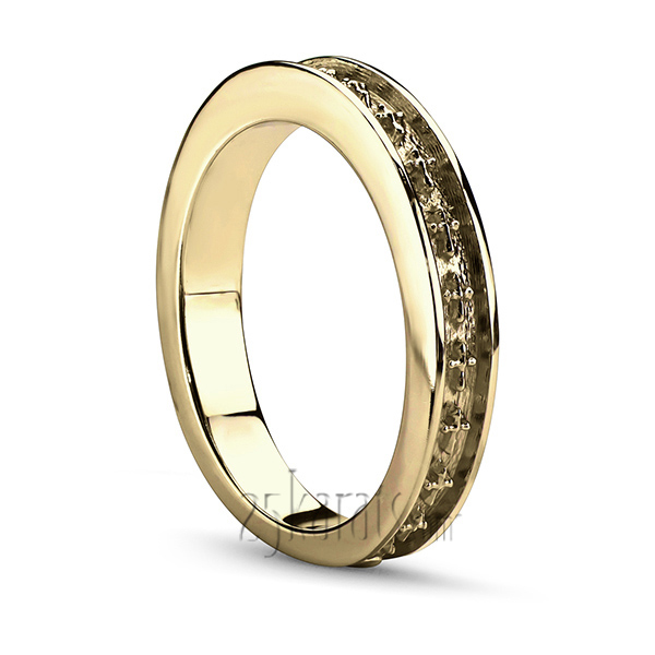 Engraved Cross Design Wedding Band - view 2