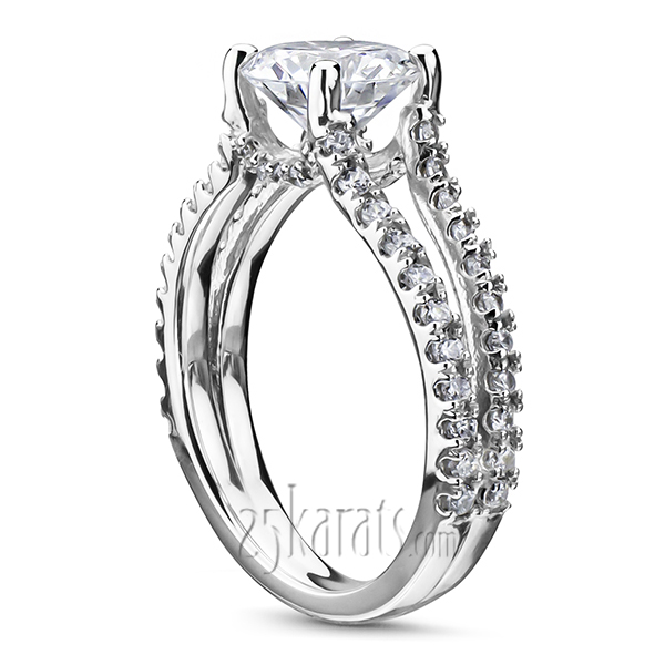 Micro Pave Set Split Shank Diamond Engagement Ring (1/2 ct. t.w.) - view 2