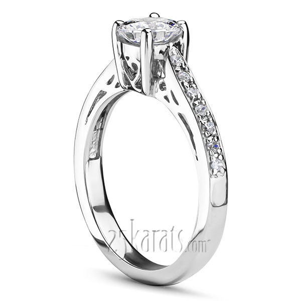 Scroll Design Basket Bead Set Diamond Engagement Ring (1/6ct. t.w.) - view 2