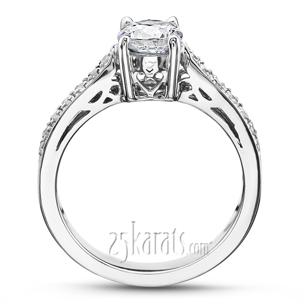 Scroll Design Basket Bead Set Diamond Engagement Ring (1/6ct. t.w.) - view 4