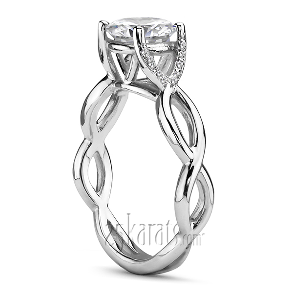 Infinity Shank Solitaire Ring with Diamond Accents On Prongs (1/10 ct. t.w.) - view 2