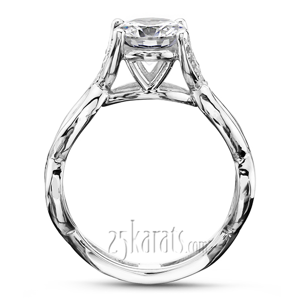 Infinity Shank Solitaire Ring with Diamond Accents On Prongs (1/10 ct. t.w.) - view 4