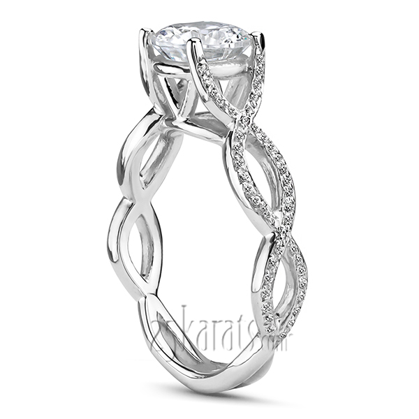 Pave Set Infinity Shank Solitaire Engagement Ring (1/2 ct. t.w.)  - view 2