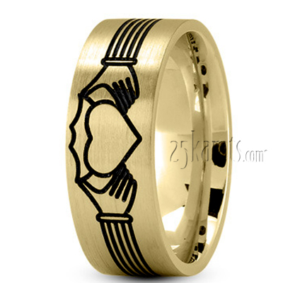 Black Nano Celtic Claddagh Wedding Band - view 2