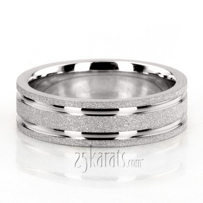 Contemporary Two-Color Stoned Wedding Ring  - view 2