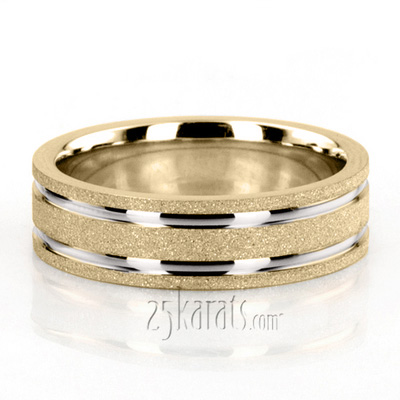 Contemporary Two-Color Stoned Wedding Ring  - view 3