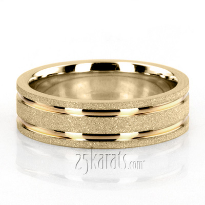 Contemporary Two-Color Stoned Wedding Ring  - view 4