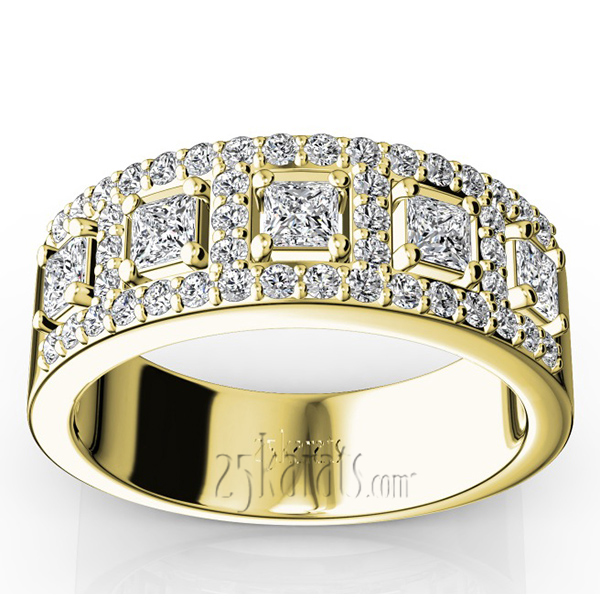 Princess and Brilliant Round Diamond Wedding Anniversary Band (0.94ct. tw.) - view 4