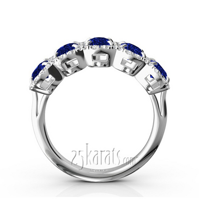 Micro Pave Set Diamond and Oval Sapphire Anniversary Band (1/2 ct. t.w. Diamonds) - view 3 of 6