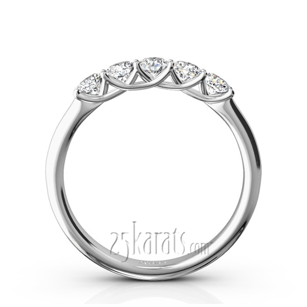 Low Set Trellis Setting 5-Stone Round Shank Anniversary Ring (1/2 ct. tw.) - view 3