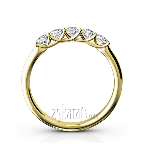 Low Set Trellis Setting 5-Stone Round Shank Anniversary Ring (1/2 ct. tw.) - view 6