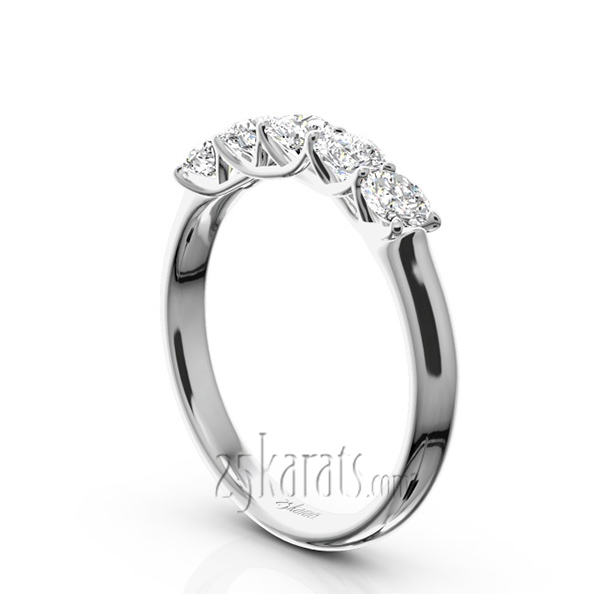 Low Set Trellis Setting 5-Stone Round Shank Anniversary Ring (3/4 ct. tw.) - view 2