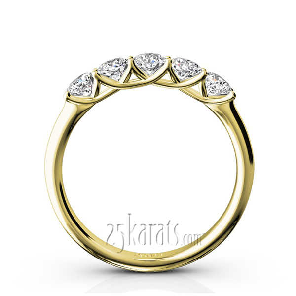 Low Set Trellis Setting 5-Stone Round Shank Anniversary Ring (3/4 ct. tw.) - view 6