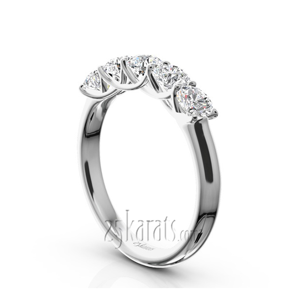 Low Set Trellis Setting 5-Stone Round Shank Anniversary Ring (1 ct. tw.) - view 2