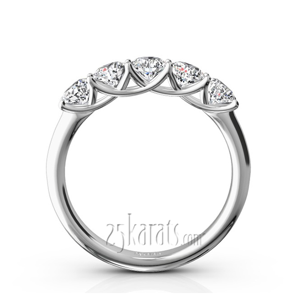 Low Set Trellis Setting 5-Stone Round Shank Anniversary Ring (1 ct. tw.) - view 3