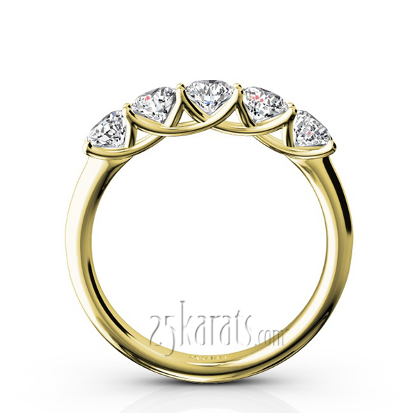 Low Set Trellis Setting 5-Stone Round Shank Anniversary Ring (1 ct. tw.) - view 6