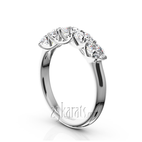 Low Set Trellis Setting 5-Stone Round Shank Anniversary Ring (1 1/4 ct. tw.) - view 2