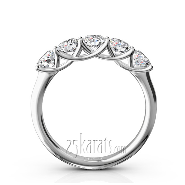 Low Set Trellis Setting 5-Stone Round Shank Anniversary Ring (1 1/4 ct. tw.) - view 3