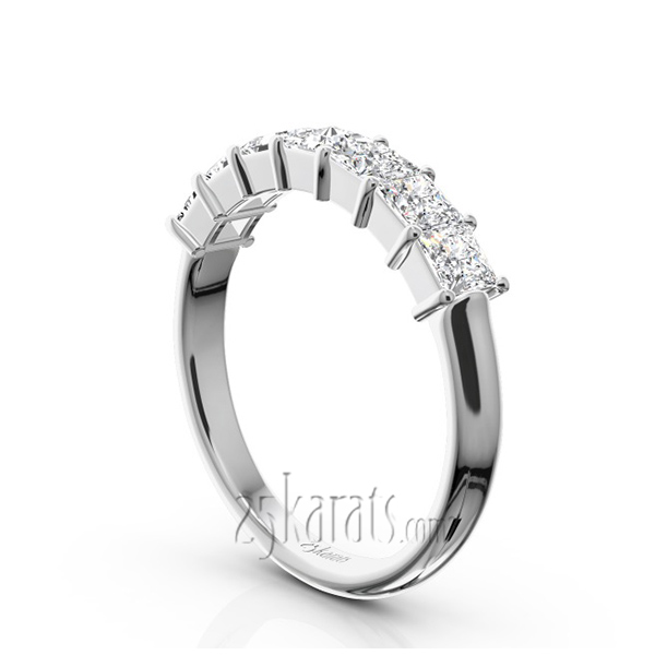 Classic 7-Stone Princess Cut Closed Basket Setting Woman Anniversary Ring (1 ct. tw.) - view 2