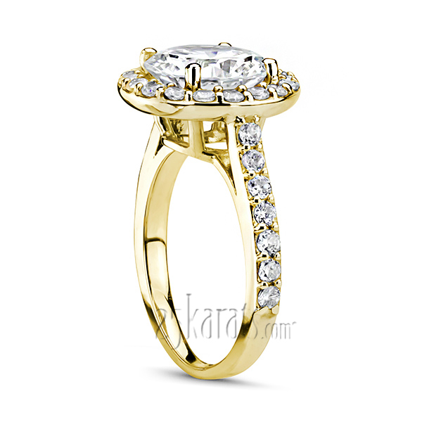 Halo Style Pave Set Diamond Engagement Ring (3/4 ct. t.w.) - view 3