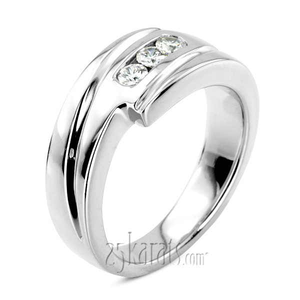 0.30 ct. Three Stone Round Cut Diamond Men Ring - view 4