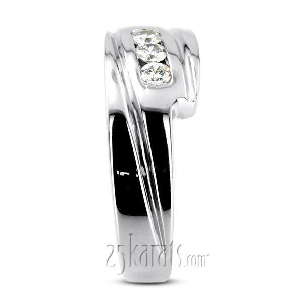 0.30 ct. Three Stone Round Cut Diamond Men Ring - view 6