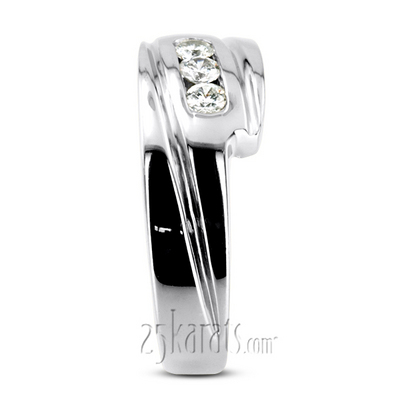 0.30 ct. Three Stone Round Cut Diamond Men Ring - view 6 of 6