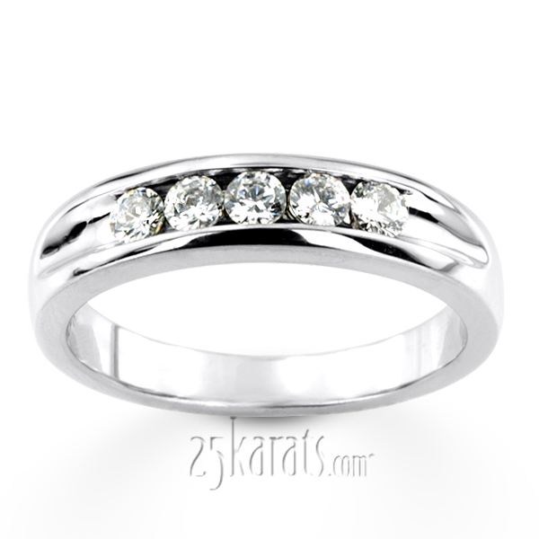 0.35 Round Cut Channel Set Diamond Man Ring - view 2