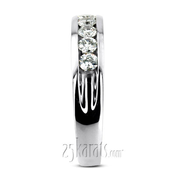 0.35 Round Cut Channel Set Diamond Man Ring - view 3