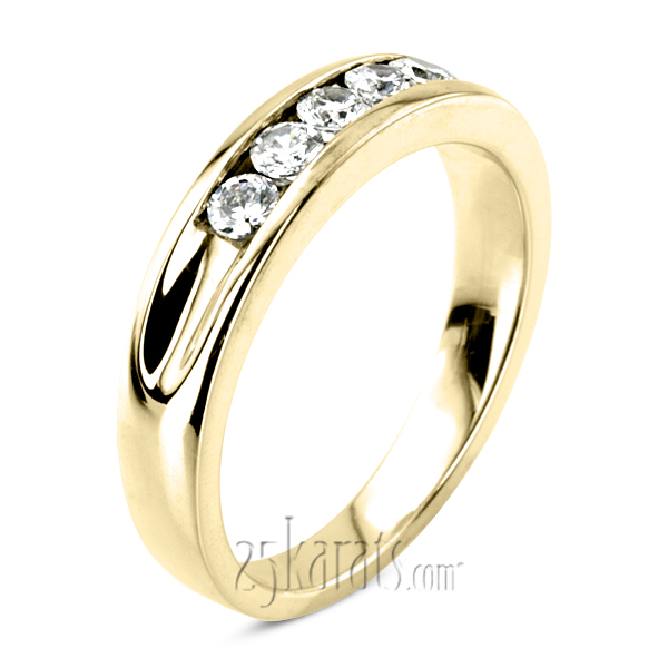 0.35 Round Cut Channel Set Diamond Man Ring - view 4