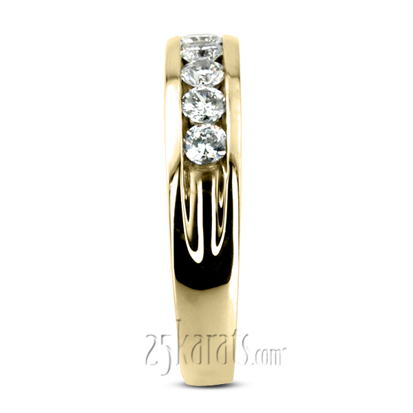 0.35 Round Cut Channel Set Diamond Man Ring - view 6