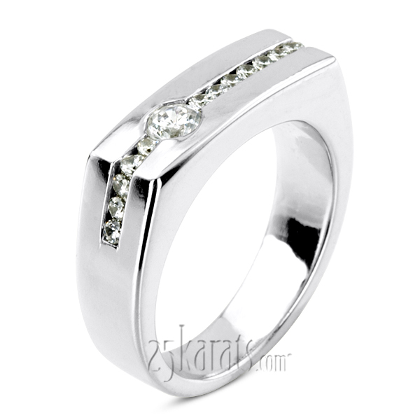 0.55 ct. Round Cut Channel Set Mens Diamond Ring - view 4