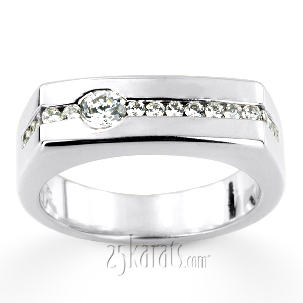 0.55 ct. Round Cut Channel Set Mens Diamond Ring - view 5