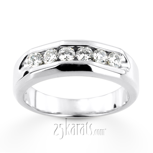 0.60 ct. Round Cut Channel Set Diamond Man Ring - view 2