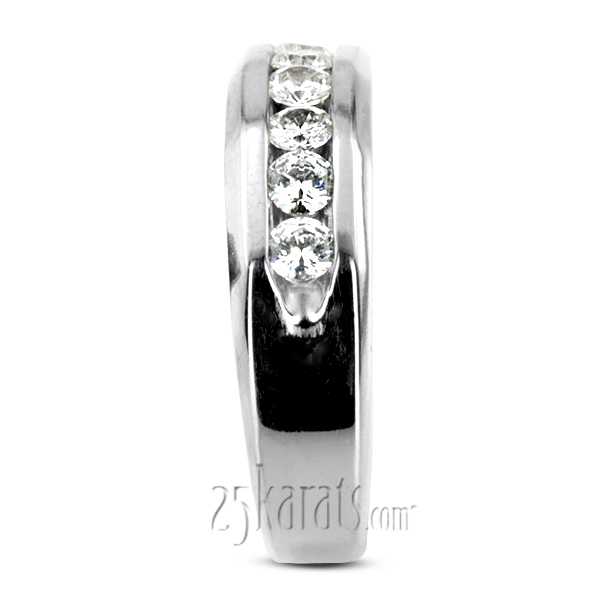 0.60 ct. Round Cut Channel Set Diamond Man Ring - view 3