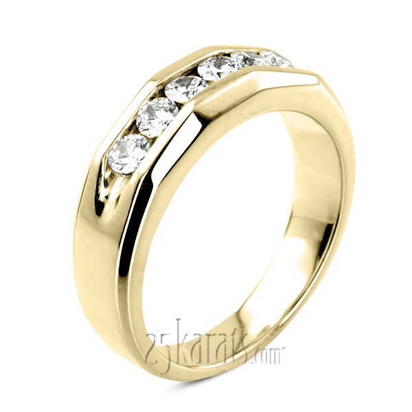 0.60 ct. Round Cut Channel Set Diamond Man Ring - view 4