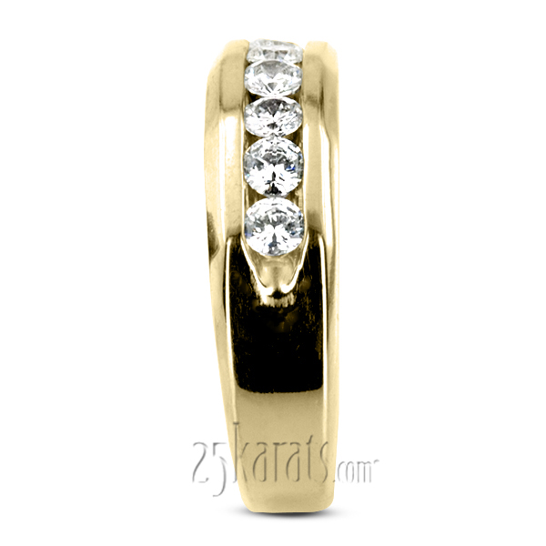 0.60 ct. Round Cut Channel Set Diamond Man Ring - view 6