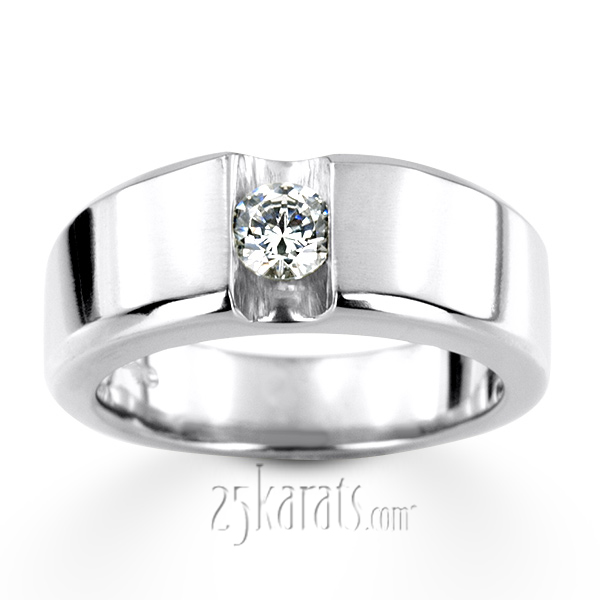 0.50 ct. Solitaire Tension Set Diamond Man Ring - view 2