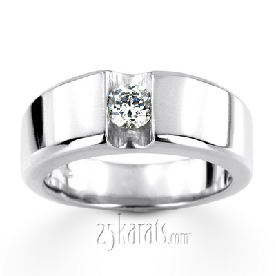 0.50 ct. Solitaire Tension Set Diamond Man Ring - view 2 of 6