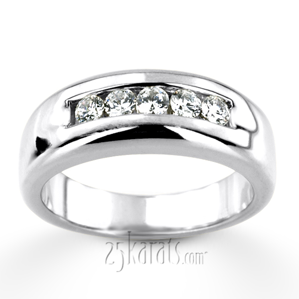 0.50 ct. Channel Set Five Stone Men Diamond Ring - view 5