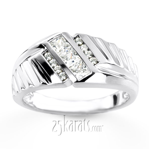 0.54 ct. Multi-Shape Channel Set Diamond Man Ring - view 2