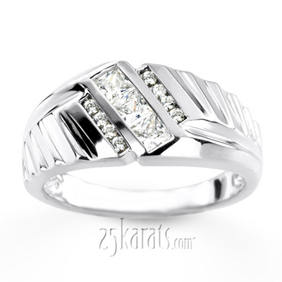 0.54 ct. Multi-Shape Channel Set Diamond Man Ring - view 2 of 6