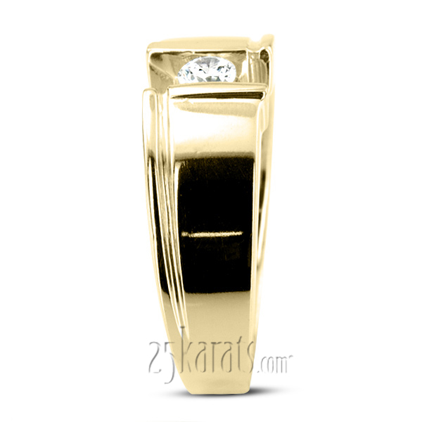 0.25 ct. Round Cut Bar Set Diamond Men Ring - view 3