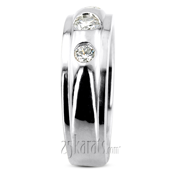 0.45 ct. Bezel Set Three Stone Diamond Man Ring - view 3