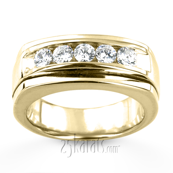 0.75 ct. Five Stone Channel Set Diamond Men Ring - view 2