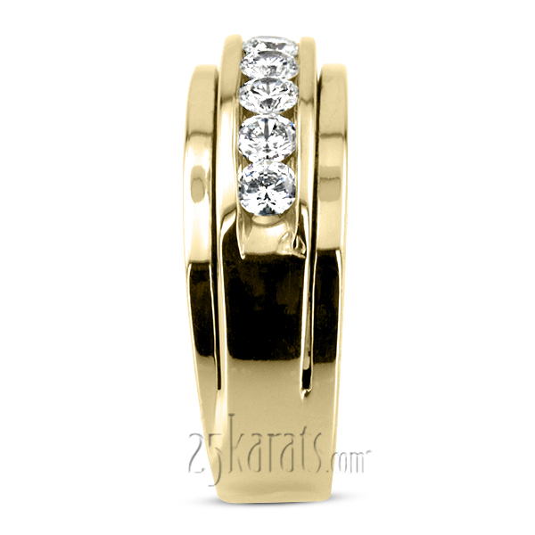 0.75 ct. Five Stone Channel Set Diamond Men Ring - view 3