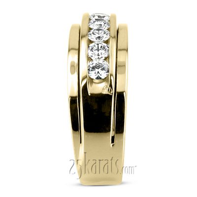 0.75 ct. Five Stone Channel Set Diamond Men Ring - view 3 of 6