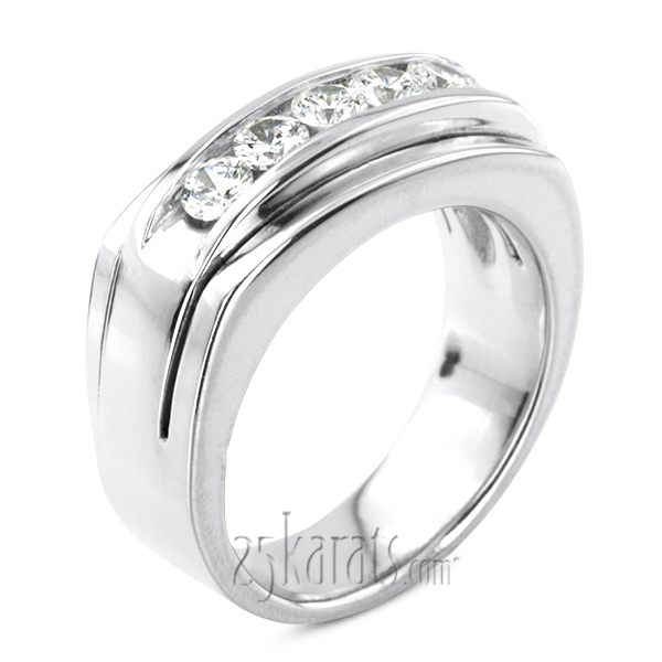 0.75 ct. Five Stone Channel Set Diamond Men Ring - view 4