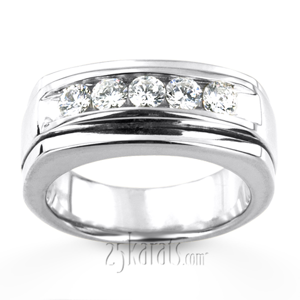 0.75 ct. Five Stone Channel Set Diamond Men Ring - view 5